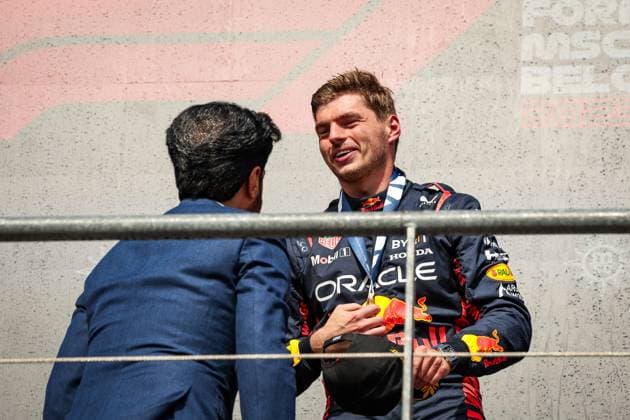 Mohammed Ben Sulayem UAE, FIA President , 1 Max Verstappen NLD, Oracle Red Bull Racing , F1 Grand Prix of Belgium at Circuit de Spa Francorchamps on July 30, 2023 in Spa Francorchamps, Belgium Photo by HOCH ZWEI Spa Francorchamps Belgium