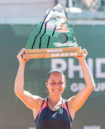 July 30, 2023, Lausanne, Vaud, Switzerland: Lausanne Switzerland, 07 30 2023: Elisabetta Cocciaretto of Italy celebrates her victory with the tournament trophy during the award ceremony during the final between France s Clara Burel and Italy s Elisabetta Cocciaretto at the Ladies Open Lausanne. The Ladies Open Lausanne took place at the tennis club in Lausanne, the Olympic capital. Elisabetta Cocciaretto won 7-5, 4-6, 6-4. Lausanne Switzerland - ZUMAd206 0300585783st Copyright: xEricxDubostx