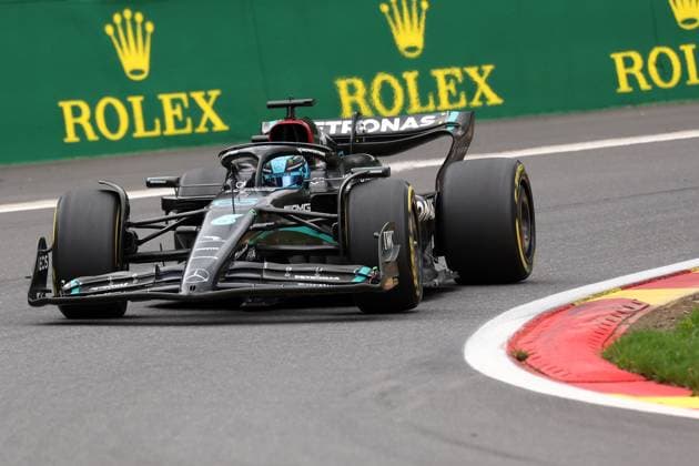 F1 Gran Prix of Belgium George Russell of Mercedes AMG Petronas F1 Team on track during the F1 Grand Prix of Belgium at Spa Francorchamps on July 30, 2023 Stavelot, Belgium. Stavelot Spa Francorchamps Belgium Copyright: xMarcoxCanonierox