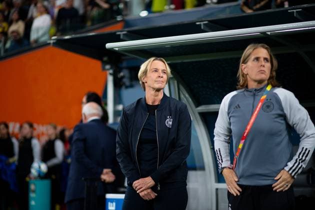 Martina Voss Tecklenburg Germany, national coach , Britta Carlson Germany, co-coach , AUS, Germany vs Colombia, FIFA Womens World Cup Australia 2023, Matchday 2, Group H, 30 07 2023 AUS, Germany vs Colombia, FIFA Womens World Cup Australia 2023, Matchday 2, Group H, 30 07 2023 Sydney Copyright: xEibner-Pressefoto Memmlerx EP_MMR