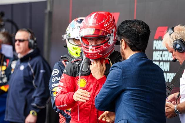 LECLERC Charles (mco), Scuderia Ferrari SF-23, BEN SULAYEM Mohammed (uae), President of the FIA, portrait during the 2023 Formula 1 MSC Cruises Belgian Grand Prix, 12th round of the 2023 Formula One World Championship, WM, Weltmeisterschaft from July 28 to 30, 2023 on the Circuit de Spa-Francorchamps, in Stavelot, Belgium - F1 - BELGIAN GRAND PRIX 2023 - RACE DPPI Panoramic 00123028_GOOD8031