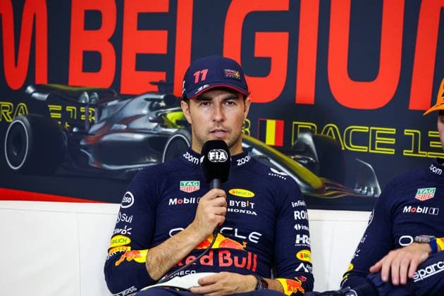 PEREZ Sergio (mex), Red Bull Racing RB19, portrait during the 2023 Formula 1 MSC Cruises Belgian Grand Prix, 12th round of the 2023 Formula One World Championship, WM, Weltmeisterschaft from July 28 to 30, 2023 on the Circuit de Spa-Francorchamps, in Stavelot, Belgium - F1 - BELGIAN GRAND PRIX 2023 - RACE DPPI Panoramic  00123028_GOOD8364 