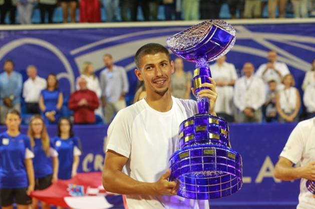 Croatia, Umag, 300723. Plava Laguna Croatia Open Umag. Final between Swiss Stan Wawrinka and Australian Alexei Popyrin. In the photo: the winner Alexei Popyrin. Photo: Goran Sebelic CROPIX Copyright: xxGoranxSebelicx CROPIXx atp_finale27-300723