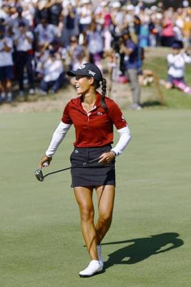 Golf: Evian Championship Celine Boutier of France reacts after winning the Evian Championship golf tournament at Evian Resort Golf Club in Evian-les-Bains, France, on July 30, 2023.  A14AA0001727994P  