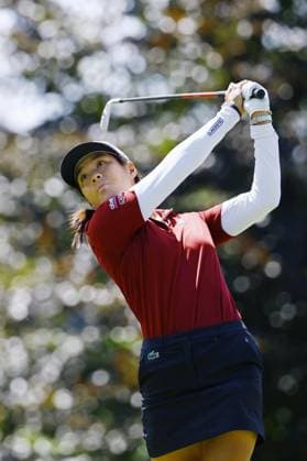 Golf: Evian Championship Celine Boutier of France hits a shot during the final round of the Evian Championship golf tournament at Evian Resort Golf Club in Evian-les-Bains, France, on July 30, 2023.  A14AA0001728000P  