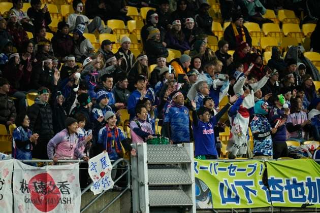 Japan v Spain: Group C - FIFA Women s World Cup Australia & New Zealand 2023 Japan supporters during the FIFA Women s World Cup Australia & New Zealand 2023 Group C match between Japan and Spain at Wellington Regional Stadium on July 31, 2023 in Wellington, New Zealand. Wellington New Zealand  Copyright: xJosexBretonx originalFilename:breton-japanvsp230731_npaMt.jpg