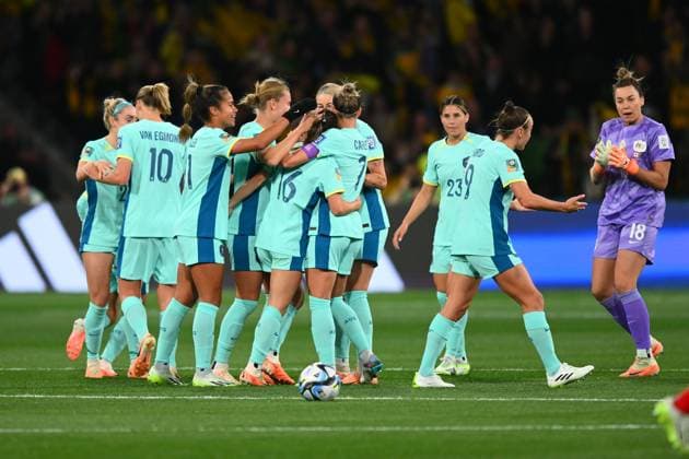 Mandatory Credit: Photo by Morgan Hancock Shutterstock (14028970x) Hayley Raso of Australia scores the first goal Canada Women v Australia Women, FIFA Women s World Cup, Group B, International Football, Melbourne Rectangular Stadium, Perth, Australia - 31 July 2023 Canada Women v Australia Women, FIFA Women s World Cup, Group B, International Football, Melbourne Rectangular Stadium, Perth, Australia - 31 July 2023 Copyright: xMorganxHancock Shutterstockx 14028970x