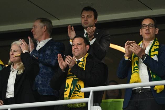 WWC23 CANADA AUSTRALIA, Football Australia CEO James Johnson (centre) during the FIFA Women s World Cup 2023 soccer match between Canada and Australia at Melbourne Rectangular Stadium in Melbourne, Monday, July 31, 2023. ( NO ARCHIVING, EDITORIAL USE ONLY, NO USE IN BOOKS WITHOUT CONSENT MELBOURNE VICTORIA AUSTRALIA  Copyright: xJOELxCARRETTx 20230731001826336353