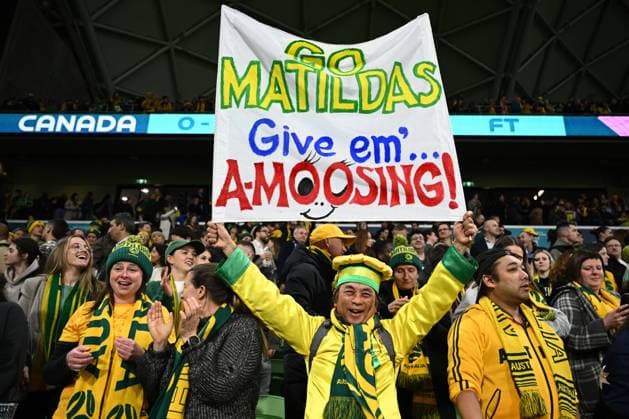Sport Bilder des Tages WWC23 CANADA AUSTRALIA, Australia celebrates their win over Canada during the FIFA Women s World Cup 2023 soccer match between Canada and Australia at Melbourne Rectangular Stadium in Melbourne, Monday, July 31, 2023. ( NO ARCHIVING, EDITORIAL USE ONLY, NO USE IN BOOKS WITHOUT CONSENT MELBOURNE VICTORIA AUSTRALIA  Copyright: xJOELxCARRETTx 20230731001826405067