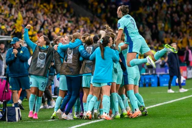 Australia celebrating their victory during the FIFA Women s World Cup 2023 match between Canada Women and Australia Women at Melbourne Rectangular Stadium, Melbourne, Australia on 31 July 2023. Copyright: xRichardxNicholsonx 37840015