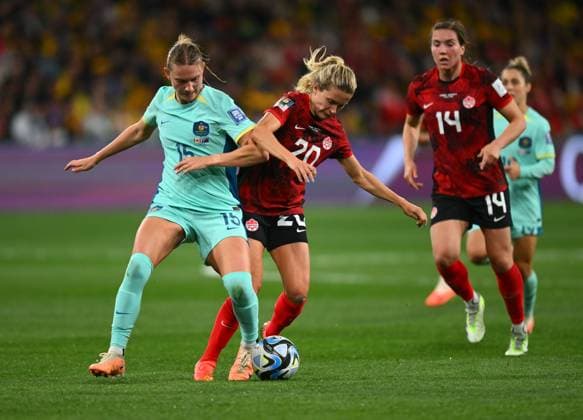 Mandatory Credit: Photo by Morgan Hancock Shutterstock (14028970gf) Clare Hunt of Australia and Cloe Lacasse Canada Women v Australia Women, FIFA Women s World Cup, Group B, International Football, Melbourne Rectangular Stadium, Perth, Australia - 31 July 2023 Canada Women v Australia Women, FIFA Women s World Cup, Group B, International Football, Melbourne Rectangular Stadium, Perth, Australia - 31 July 2023 Copyright: xMorganxHancock Shutterstockx 14028970gf