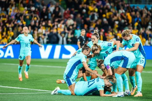 July 31, 2023, Brisbane, Queensland, Australia: MELBOURNE, AUSTRALIA - JULY 31: Australia celebrates Mary FOWLER scoring before the goal being disallowed against Canada at the FIFA Women s World Cup Australia & New Zealand 2023 at Melbourne Rectangular Stadium on July 31, 2023 Brisbane Australia - ZUMAp121 20230731_zsp_p121_041 Copyright: xChrisxPutnamx