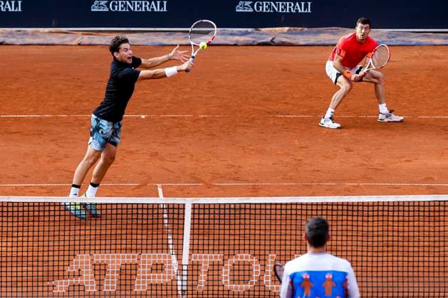 TENNIS - ATP, Tennis Herren Generali Open 2023 KITZBUEHEL,AUSTRIA,31.JUL.23 - TENNIS - ATP World Tour, Generali Open. Image shows Dominic Thiem and Sebastian Ofner (AUT).  GEPAxpictures xPatrickxSteiner