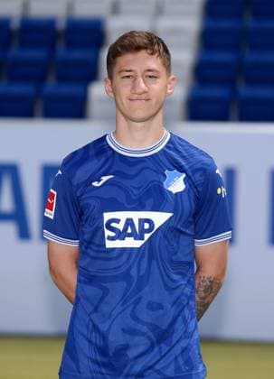 Angelo Stiller , TSG 1899 Hoffenheim Porträttermin TSG 1899 Hoffenheim 2023 2024 Zuzenhausen, GER, 01 08 2023 ,Football 1 Bundesliga 2023 2024 Editorial use only