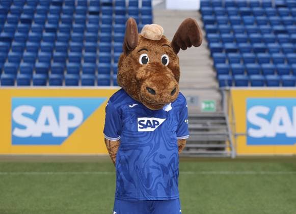 Mascot Hoffi , TSG 1899 Hoffenheim portrait date TSG 1899 Hoffenheim 2023 2024 Zuzenhausen, GER, 01 08 2023 ,Football 1 Bundesliga 2023 2024 Editorial use only