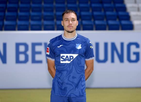 Julian Justvan , TSG 1899 Hoffenheim Porträttermin TSG 1899 Hoffenheim 2023 2024 Zuzenhausen, GER, 01 08 2023 ,Football 1 Bundesliga 2023 2024 Editorial use only