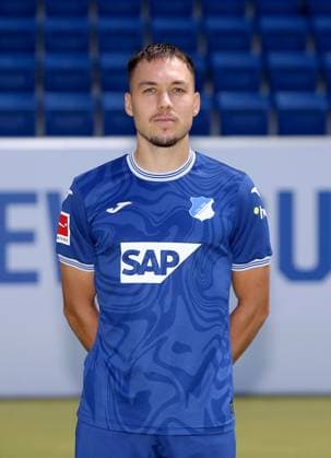 Julian Justvan , TSG 1899 Hoffenheim Porträttermin TSG 1899 Hoffenheim 2023 2024 Zuzenhausen, GER, 01 08 2023 ,Football 1 Bundesliga 2023 2024 Editorial use only