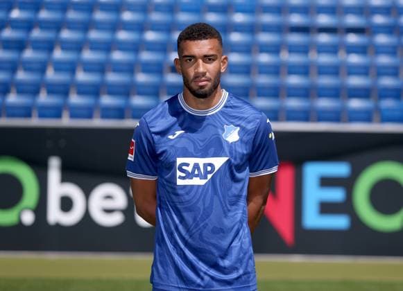 Kevin Akpoguma , TSG 1899 Hoffenheim Porträttermin TSG 1899 Hoffenheim 2023 2024 Zuzenhausen, GER, 01 08 2023 ,Football 1 Bundesliga 2023 2024 Editorial use only