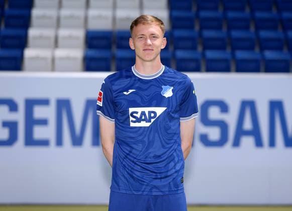 Maximilian Beier , TSG 1899 Hoffenheim Porträttermin TSG 1899 Hoffenheim 2023 2024 Zuzenhausen, GER, 01 08 2023 ,Football 1 Bundesliga 2023 2024 Editorial use only