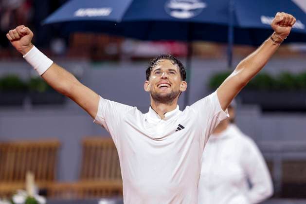 Sport Bilder des Tages TENNIS - ATP, Tennis Herren Generali Open 2023 KITZBUEHEL,AUSTRIA,01.AUG.23 - TENNIS - ATP World Tour, Generali Open. Image shows the rejoicing of Dominic Thiem (AUT).  GEPAxpictures xPatrickxSteiner