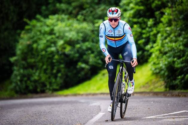 GLASGOW, UNITED KINGDOM - AUGUST 02 : EVENEPOEL Remco (BEL) prior to the 2023 UCI World Championships Cycling Glasgow on August 2, 2023 in Glasgow, United Kingdom, 02 08 2023 ( 2023 UCI World Championships Cycling Glasgow - 02 08 2023 PhotoNews Panoramic 