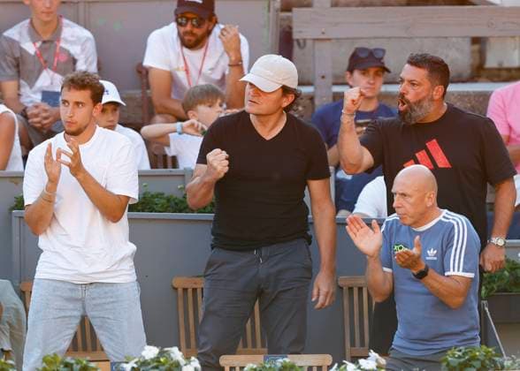 Dominic Thiem team in the players box, L R brother Moritz Thiem, mental coach Prof Dr Andreas Marlovits cap , Werner Farmer and behind him trainer, coach Benjamin Ebrahimzadeh Copyright: xJuergenxHasenkopfx