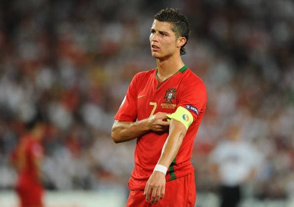Euro 2008, quarter final match, Portugal vs Germany Portugal s Cristiano Ronaldo during the Euro 2008, UEFA European Championship, EM, Europameisterschaft quarter final match, Portugal vs Germany at the St. Jakob-Park stadium in Basel, Switzerland on June 19, 2008. Germany won 3-2. Photo by Steeve McMay Cameleon ABACAPRESS.COM Bale - Switzerland  Copyright: xMcMayxSteve ABACAx 155900_40 McMayxSteve ABACAx 155900_40