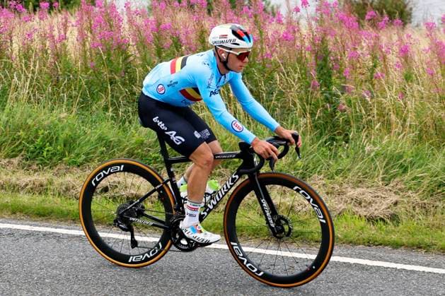 GLASGOW, UNITED KINGDOM - AUGUST 03 : Evenepoel Remco (BEL) men Road cycling, Rad, Radsport, Strasse elite pictured during a training ride prior to the 2023 UCI World Championships Cycling Glasgow on August 3, 2023 in Glasgow, United Kingdom, 3 08 2023 ( 2023 UCI World Championships Cycling Glasgow - 3 08 2023 PhotoNews Panoramic 