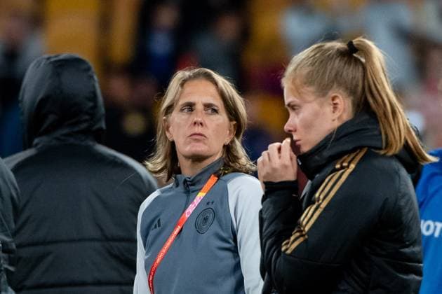 Britta Carlson Germany, Co Coach , Sjoeke Nuesken Germany, 15 is disappointed with draw and elimination after group stage, AUS, South Korea vs Germany, FIFA Womens World Cup Australia 2023, Matchday 3, Group H, 03 08 2023 AUS, South Korea vs Germany, FIFA Womens World Cup Australia 2023, Matchday 3, Group H, 03 08 2023 Brisbane Copyright: xEibner-Pressefoto Memmlerx EP_MMR