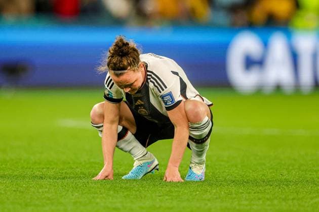 Korean Republic Women v Germany Women 2023 FIFA Women™s World Cup 03 08 2023. Marina Hegering (5) of Germany looks distraight at full time during the 2023 FIFA Women™s World Cup match between Korean Republic Women and Germany Women at Brisbane Stadium, Brisbane, Australia on 3 August 2023. Editorial use only , Copyright: xNigelxKeenex PSI-17656-0045