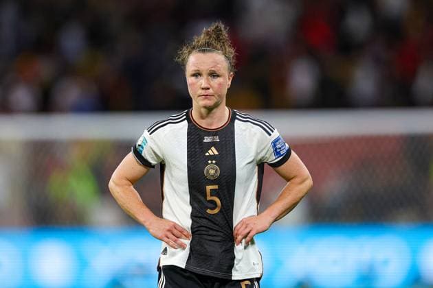 Korean Republic Women v Germany Women 2023 FIFA Women™s World Cup 03 08 2023. Marina Hegering (5) of Germany looks distraight at full time during the 2023 FIFA Women™s World Cup match between Korean Republic Women and Germany Women at Brisbane Stadium, Brisbane, Australia on 3 August 2023. Editorial use only , Copyright: xNigelxKeenex PSI-17656-0049
