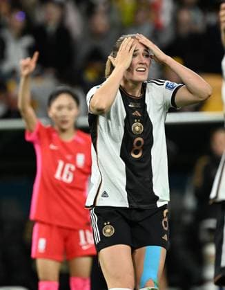 WWC23 KOREA GERMANY, Sydney Lohmann of Germany reacts during the FIFA Women s World Cup 2023 soccer match between Korea and Germany at Brisbane Stadium in Brisbane, Thursday, August 3, 2023. ( NO ARCHIVING, EDITORIAL USE ONLY, NO USE IN BOOKS WITHOUT CONSENT BRISBANE QUEENSLAND AUSTRALIA  Copyright: xDARRENxENGLANDx 20230804001827263251