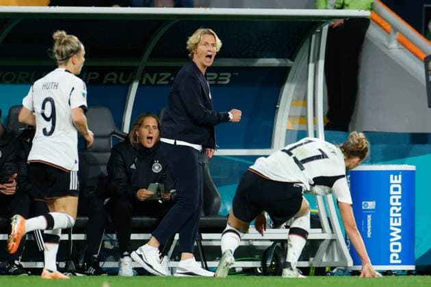 FIFA Womens World Cup 2023 - South Korea v Germany Head Coach of Germany Martina Voss-Tecklenburg gestures during the FIFA Womens World Cup 2023 Group H football match between South Korea and Germany at Brisbane Stadium in Brisbane, Australia. James Whitehead SPP Copyright: xJamesxWhiteheadx xSPPx james_whitehead_sports_press_photo_179911