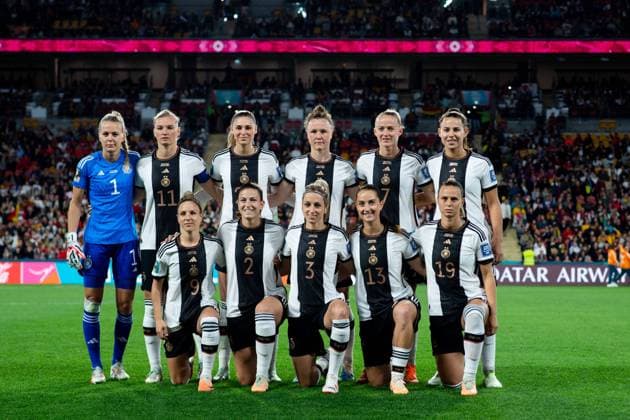 Team photo starting eleven Germany with Merle Frohms Germany, 01 , Alexandra Popp Germany, 11 , Jule Brand Germany, 22 , Marina Hegering Germany, 05 , Lea Schueller Germany, 07 , Lena Oberdorf Germany, 06 , Svenja Huth Germany, 09 , Chantal Hagel Germany, 02 , Kathrin Hendrich Germany, 03 , Sara Daebritz Germany, 13 , Klara Buehl Germany, 19 , AUS, South Korea vs Germany, FIFA Womens World Cup Australia 2023, Matchday 3, Group H, 03 08 2023 AUS, South Korea vs Germany, FIFA Womens World Cup Australia 2023, Matchday 3, Group H, 03 08 2023 Brisbane Copyright: xEibner-Pressefoto Memmlerx EP_MMR