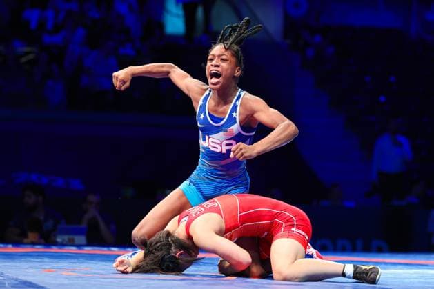 Bilder des Jahres 2023, Sport 08 August Sport Themen der Woche KW31 Wrestling U17, U 17 World Championships 2023 43kg WW - Mona EZAKA (JPN) vs. Morgan Nicole TURNER (USA) *** Wrestling U17 World Championships 2023 43kg WW Mona EZAKA JPN vs Morgan Nicole TURNER USA Copyright: xUnitedxWorldxWrestlingx xKadirxCaliskanx United World Wrestling Kadir Caliskan