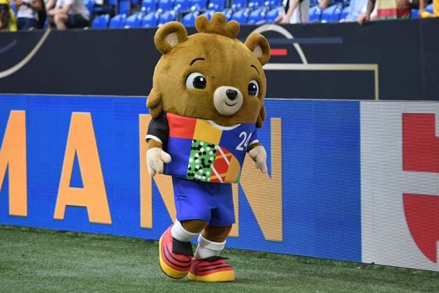 Soccer international match Germany Colombia on 20 06 2023 in the Arena auf Schalke in Gelsenkirchen Albärt mascot UEFA EURO 2024 DFB regulations prohibit any use of photographs as image sequences and or quasi video xRx