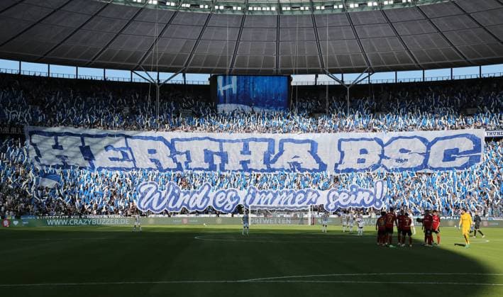 Bilder des Jahres 2023, Sport 08 August Sport Themen der Woche KW31 Fanchoreografie Hertha BSC wird es immer sein Olympiastadion Sportstätte Übersicht Fußball Fussball DFL 2.Bundesliga Herren 2.Spieltag Saison 2023 2024 04.08.2023 Hertha BSC Berlin vs. SV Wehen Wiesbaden DFL regulations prohibit any use of photographs as image sequences and or quasi-video *** Fan choreography Hertha BSC it will always be Olympiastadion sports venue overview sports football soccer DFL 2 Bundesliga men 2 matchday season 2023 2024 04 08 2023 Hertha BSC Berlin vs SV Wehen Wiesbaden DFL regulations prohibit any use of photographs as image sequences and or quasi video