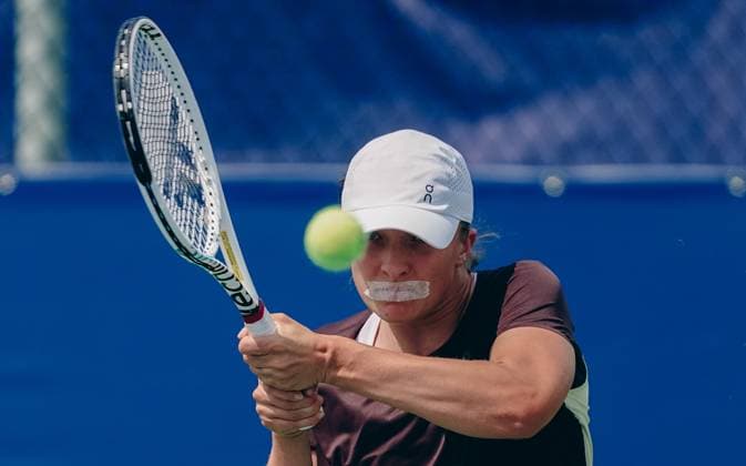 August 4, 2023, Montreal, Quebec, Canada: National Bank Open at IGA Stadium ,Montreal,Quebec,Canada on August-04-2023.Iga swiatek from poland during training at the WTA, Tennis Damen 1000 series national bank open tournament. Montreal Canada - ZUMAl128 20230804_zap_l128_001 Copyright: xPatricexLapointex