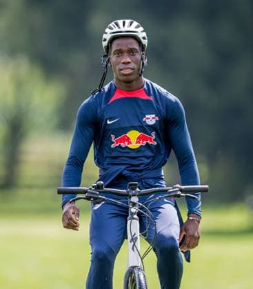 Leipzigs Ilaix Moriba at public training RB Leipzig training camp 24 July 2023 sports field ASV Reischach, Riscone Suedtirol Italy training camp RB Leipzig public training