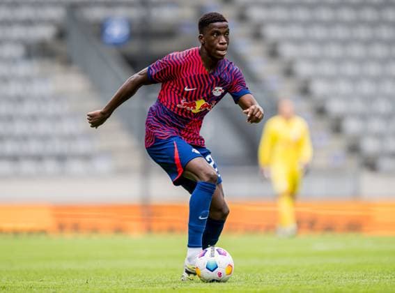 Leipzigs Ilaix Moriba test match RB Leipzig Ipswich Town 0 1 Sport and Leisure Park Tivoli Stadium Tirol, Innsbruck Austria on 28 July 2023 RB Leipzig Ipswich Town 0 1