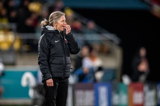 230805 Head coach Hege Riise of Norway looks dejected during the FIFA Womens World Cup round of 16 match between Japan and Norway on August 5, 2023 in Wellington Photo Jon Olav Nesvold BILDBYRAN COP 217 JE0069 fotboll soccer fotball fotbolls vm verdensmästerskap vm fifa womens world cup attondelsfinal round of 16 japan norge norway day 17 dam bbeng depp  Copyright: JONxOLAVxNESVOLD BB230805JE116