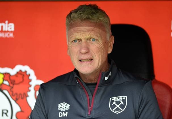 05 08 2023, Leverkusen, Germany, BayArena, Bayer 04 Leverkusen vs West Ham United test match, coach David Moyes West Ham United looks photo Ralf Treese, Ralf Treese Leverkusen BayArena North Rhine Westphalia Germany 521_LEVWHU20230805_002 Treese-521