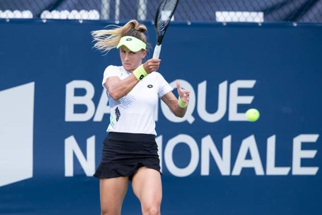 August 05, 2023: Lesia Tsurenko of Ukraine hits a forehand during the WTA, Tennis Damen National Bank Open qualifying round match at IGA Stadium in Montreal, Quebec. CSM Montreal Canada - ZUMAc04_ 20230805_zma_c04_039 Copyright: xDanielxLeax