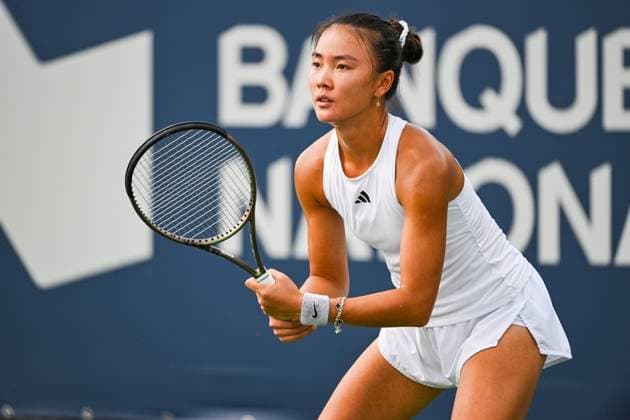 MONTREAL, QC - AUGUST 05: Look on Yue Yuan (CHN) during the qualifying round match at WTA, Tennis Damen National Bank Open on August 05, 2023 at IGA Stadium in Montreal, QC (Photo by David Kirouac Icon Sportswire) TENNIS: AUG 05 National Bank Open EDITORIAL USE ONLY Icon230805106