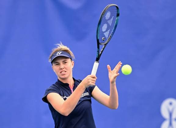 Czech Linda Noskova in action during match against Tamara Korpatsch of Germany at the WTA, Tennis Damen Prague Open 2023 tennis tournament, semi-final, on August 6, 2023, in Prague, Czech Republic. (CTKxPhoto MichaelaxRihova) CTKPhotoP2023080603533  CTKPhotoP2023080603533