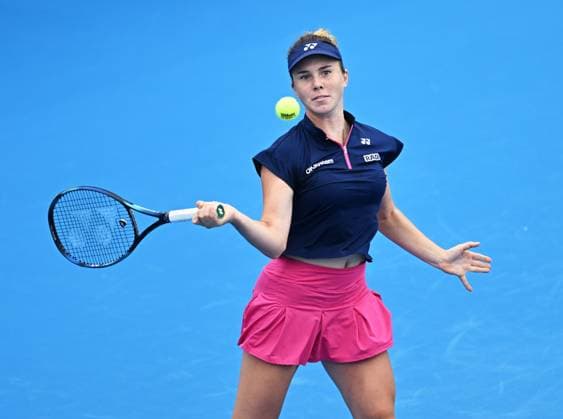 Czech Linda Noskova in action during match against Tamara Korpatsch of Germany at the WTA, Tennis Damen Prague Open 2023 tennis tournament, semi-final, on August 6, 2023, in Prague, Czech Republic. (CTKxPhoto MichaelaxRihova) CTKPhotoP2023080603622  CTKPhotoP2023080603622