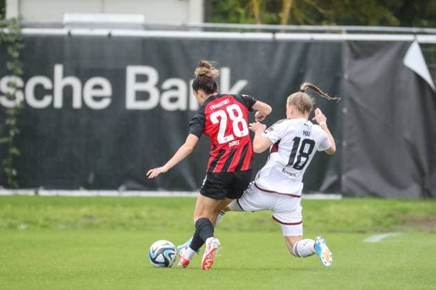 Barbara Dunst Eintracht Frankfurt, 28 , Franziska Mai 1 FC Nuernberg, 18 , GER, Eintracht Frankfurt vs 1 FC Nuernberg, 1 Womens Bundesliga, Test Match, Season 2023 24, 06 08 2023, GER, Eintracht Frankfurt vs 1 FC Nuernberg, 1 Womens Bundesliga, Test Match, Season 2023 24, Frankfurt Copyright: xEibner-Pressefoto UlrichxScherbaumx EP_USM