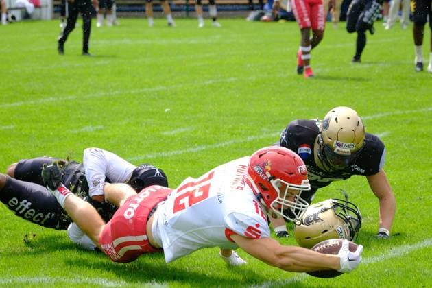 06 08 2023 xkhx Paderborn Hermann Löns Stadion American Football GFL 2023 AFC Paderborn Dolphins vs Potsdam Royals Robbie Patterson IV 12, Potsdam Royals