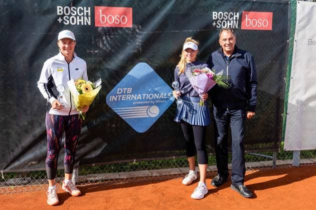 Ziva Falkner, Brenda Fruhvirtova at award ceremony 24 boso Ladies Open Hechingen, Tennis, Ladies, 06 08 2023, 24 boso Ladies Open Hechingen, Tennis, Ladies, 06 08 2023, Hechingen Copyright: xEibner-Pressefoto MaxxVogelx EP_MVL