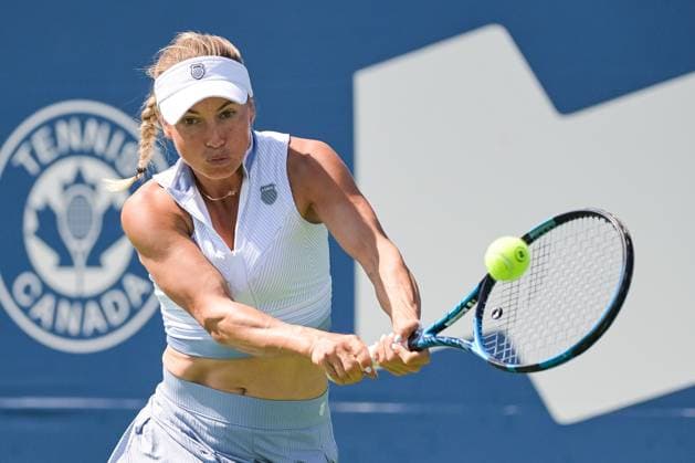 Sport Bilder des Tages Sport Bilder des Tages MONTREAL, QC - AUGUST 06: Yulia Putintseva (KAZ) returns the ball during a qualifying round match at WTA, Tennis Damen National Bank Open on August 06, 2023 at IGA Stadium in Montreal, QC (Photo by David Kirouac Icon Sportswire) TENNIS: AUG 06 National Bank Open EDITORIAL USE ONLY Icon230806067
